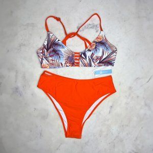 NWT Cupshe Hayley Tropical Cutout Front Bikini, Size Large and X-Large available